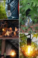 BUFFER® Şarj Olabilen 3 Farklı Mod LED'li Kendiliğinden Asma Kancalı Kamp,Dış Cephe Lambası