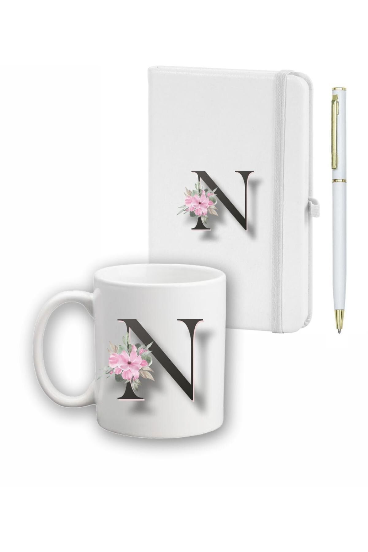 Çiçek Desen Ajanda, Kupa Ve Kalem Seti