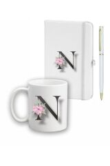 Çiçek Desen Ajanda, Kupa Ve Kalem Seti