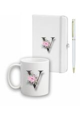 Çiçek Desen Ajanda, Kupa Ve Kalem Seti