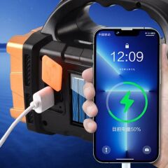 BUFFER® Solar ve USB Şarjlı LED + COB El Feneri | 1500 mAh Şarjlı Taşınabilir Çalışma Işığı–Su Geçirmez HB-2678