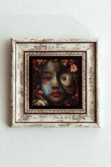 Afrikalı Çocuk Çerçeveli Taş Tablo , Çerçeveli Taş Duvar Dekoru-enkcrcvtbl-00191 20 cm