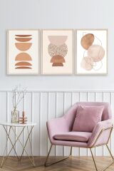 Modern Üçlü Ahşap Çerçeveli Tablo 23 x 30