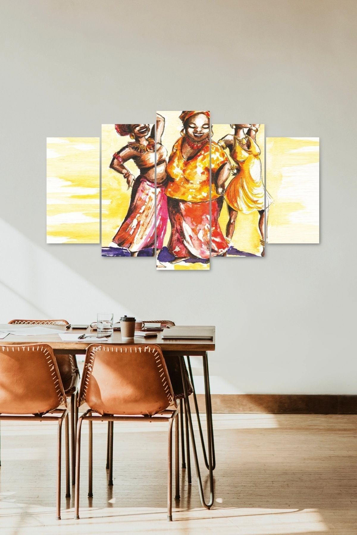 Kadın Manzarası 5 Parçalı Mdf Tablo 60 x 100