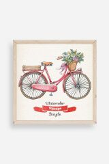 Bisiklet Ahşap Çerçeveli Tablo 23 x 23