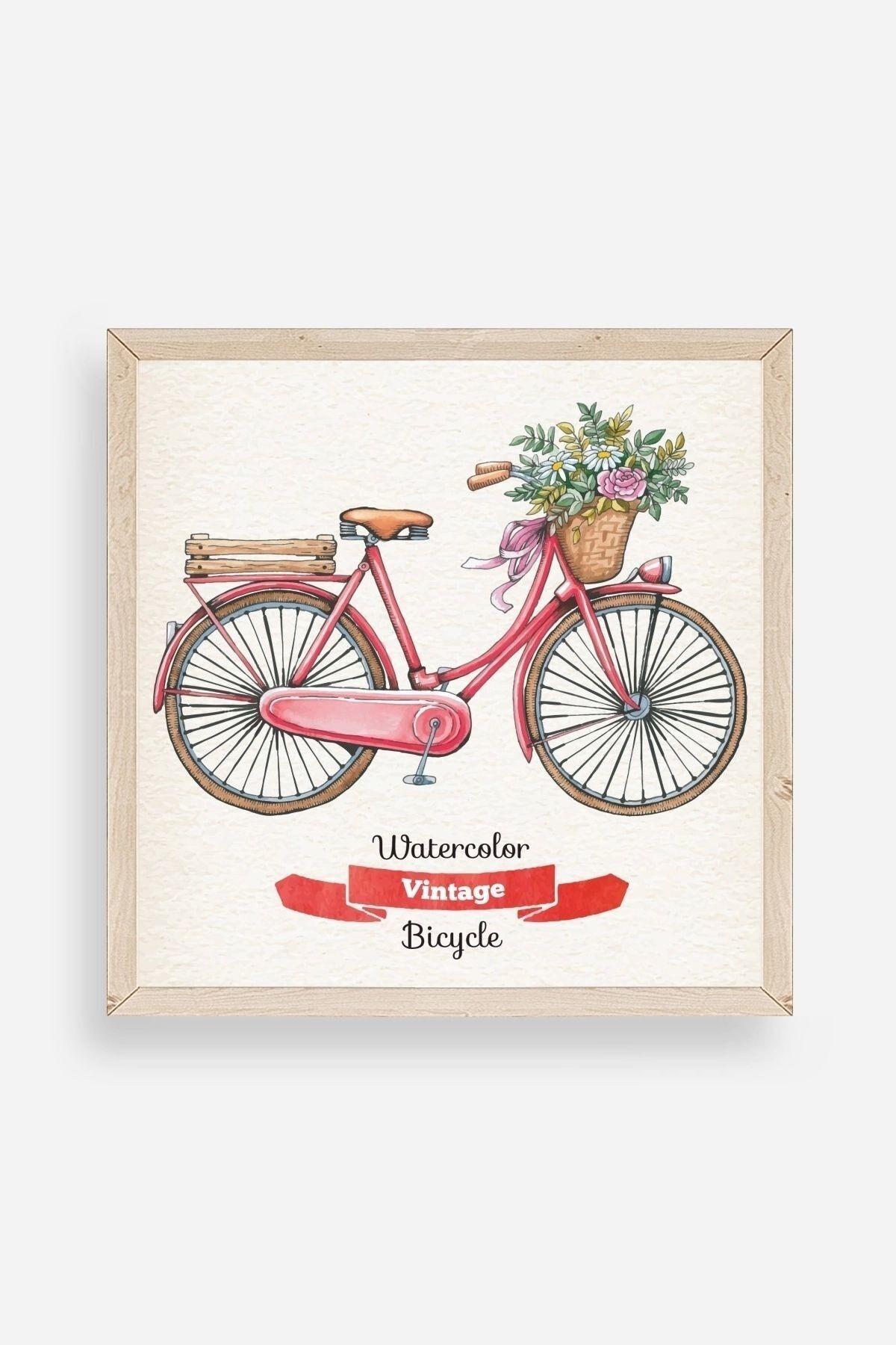 Bisiklet Ahşap Çerçeveli Tablo 42 x 42