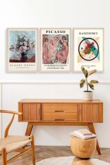 Ünlü Tablolar Üçlü Ahşap Çerçeveli Tablo 50 x 70