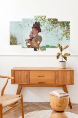 Kadın ve Çiçekler 5 Parçalı Mdf Tablo 60 x 100