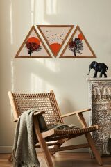 Dekoratif Üçgen Çerçeveli Ahşap Tablo Set 35 x 40
