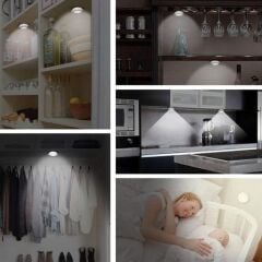 BUFFER® 3lü Uzaktan Kumandalı Pilli Yapışkanlı Kablosuz Led Spot Lambalar