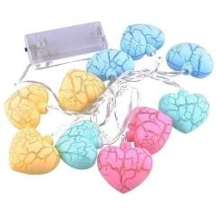 BUFFER® 10lu Renkli Kalp Şeklinde Dekoratif Dolama Led Aydınlatması