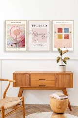 Ünlü Tablolar Üçlü Ahşap Çerçeveli Tablo 40 x 60