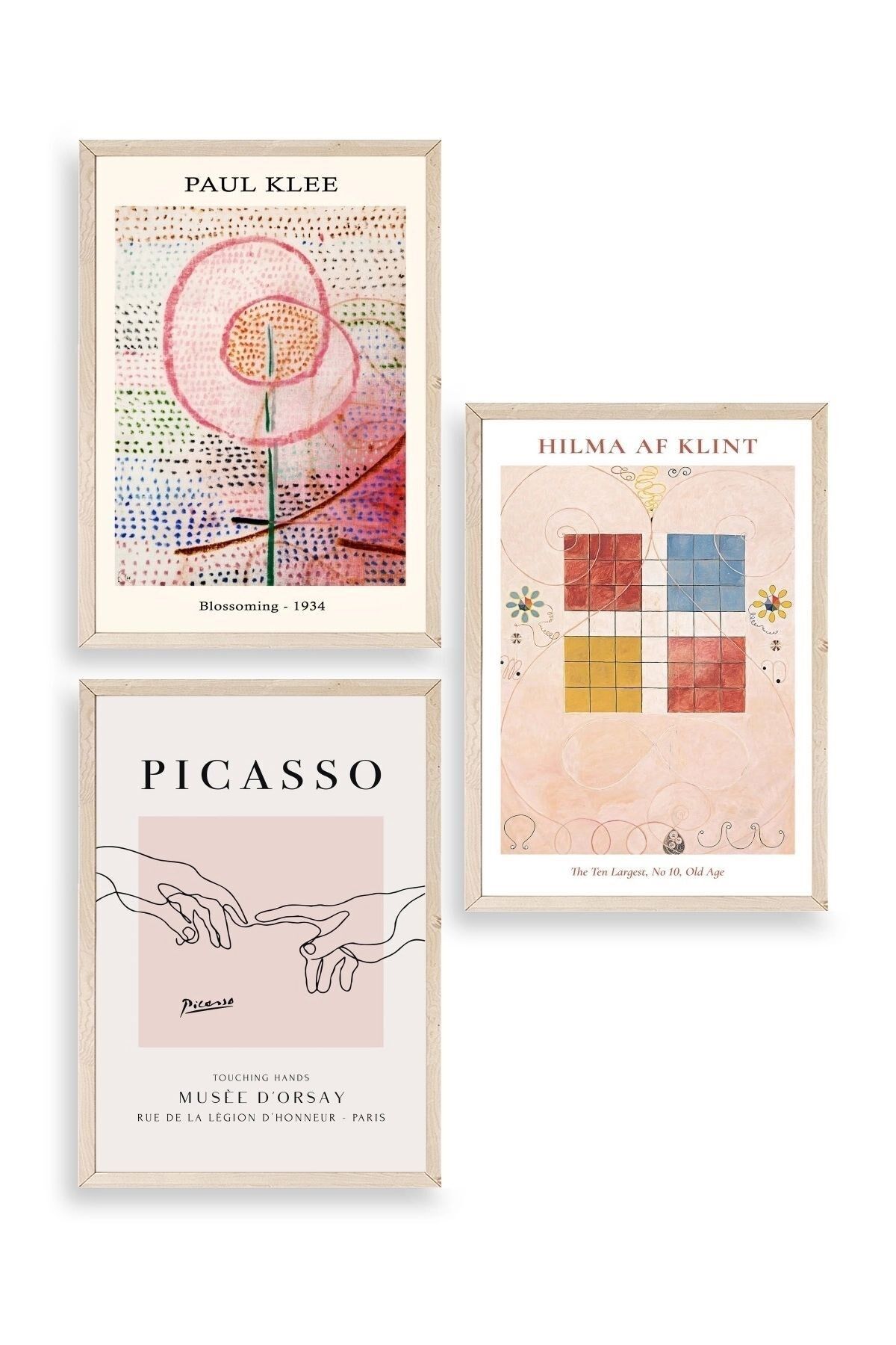 Ünlü Tablolar Üçlü Ahşap Çerçeveli Tablo 30 x 40