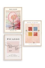 Ünlü Tablolar Üçlü Ahşap Çerçeveli Tablo 50 x 70