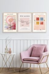 Ünlü Tablolar Üçlü Ahşap Çerçeveli Tablo 50 x 70