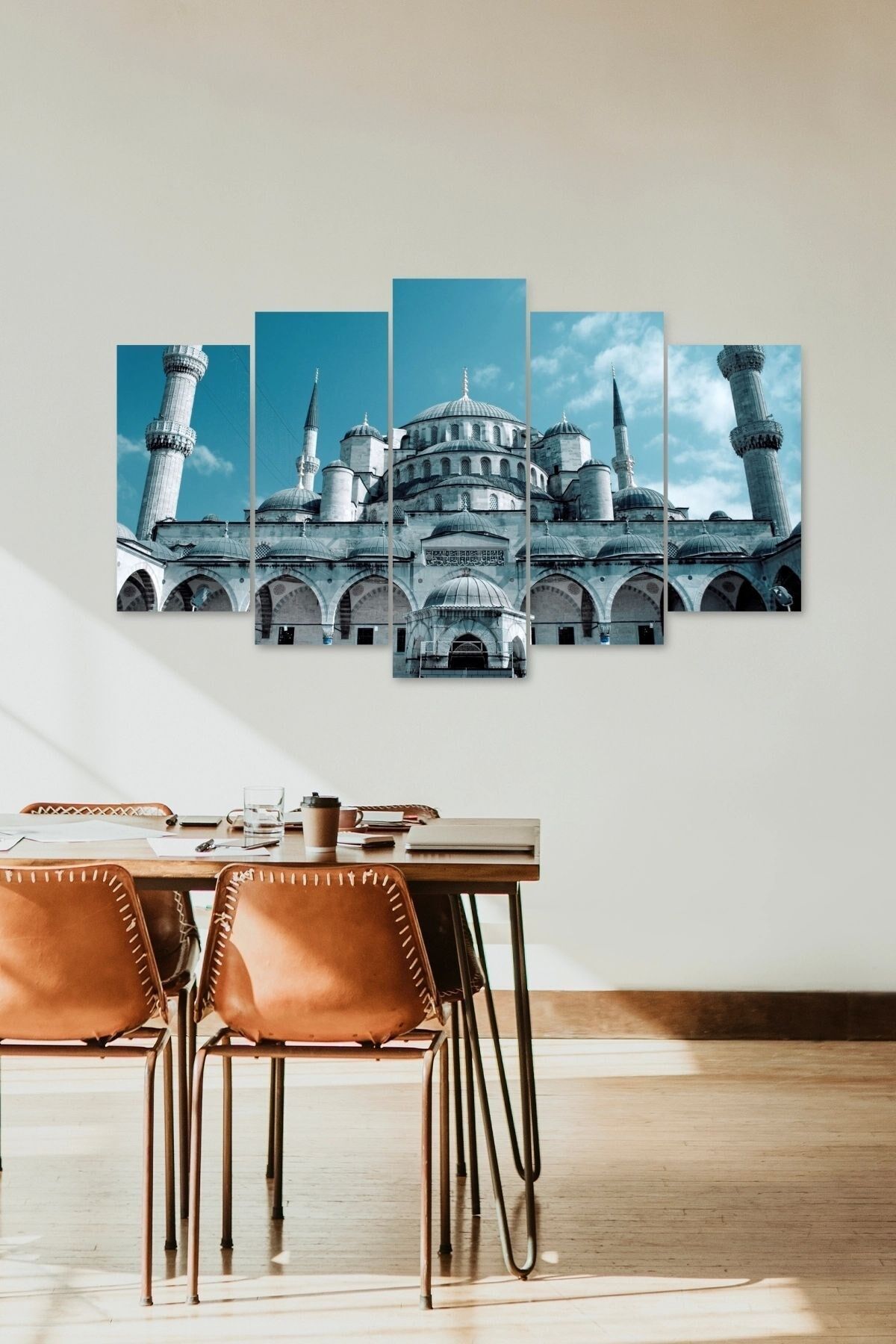 Camii Manzarası 5 Parçalı Mdf Tablo 60 x 100