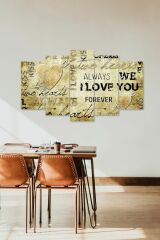 I Love You 5 Parçalı Mdf Tablo 60 x 100