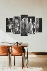 Binalar Manzara 5 Parçalı Mdf Tablo 60 x 100