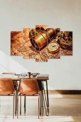 Pusula ve Harita 5 Parçalı Mdf Tablo 60 x 100