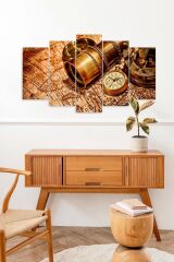 Pusula ve Harita 5 Parçalı Mdf Tablo 60 x 100