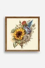 Ayçiçeği Ahşap Çerçeveli Tablo 50 x 50