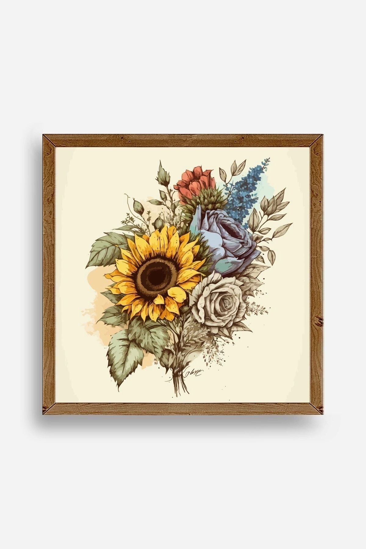 Ayçiçeği Ahşap Çerçeveli Tablo 23 x 23