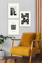 Modern Üçlü Ahşap Çerçeveli Tablo 23 x 30