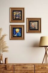 Van Gogh 3 lü Set Çerçeveli Taş Tablo 20 cm