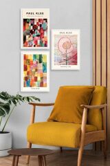 Paul Klee Üçlü Ahşap Çerçeveli Tablo 23 x 30