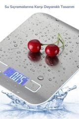 BUFFER® TF 1002 Hassas Ölçümlü  Maksimum 5 Kg Kapasiteli Led Ekran Platin Dijital Mutfak Tartısı