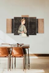 Kadın Manzarası 5 Parçalı Mdf Tablo 60 x 100