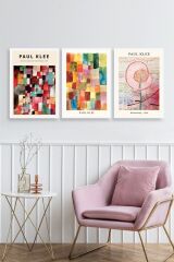 Paul Klee Üçlü Ahşap Çerçeveli Tablo 40 x 60