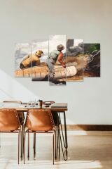 İnsan Manzarası 5 Parçalı Mdf Tablo 60 x 100