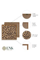 Leopar Deseni Ahşap Çerçeveli Tablo 50 x 50