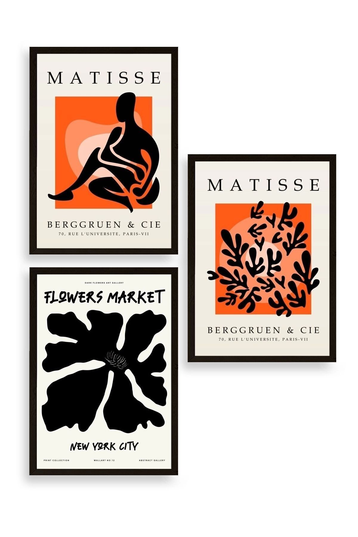 Matisse Üçlü Ahşap Çerçeveli Tablo 23 x 30