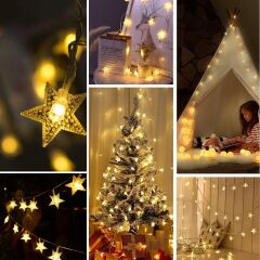 BUFFER® 20 Adet Mini Yıldız Led 5 Metre Günışığı Rengi Dekoratif Led