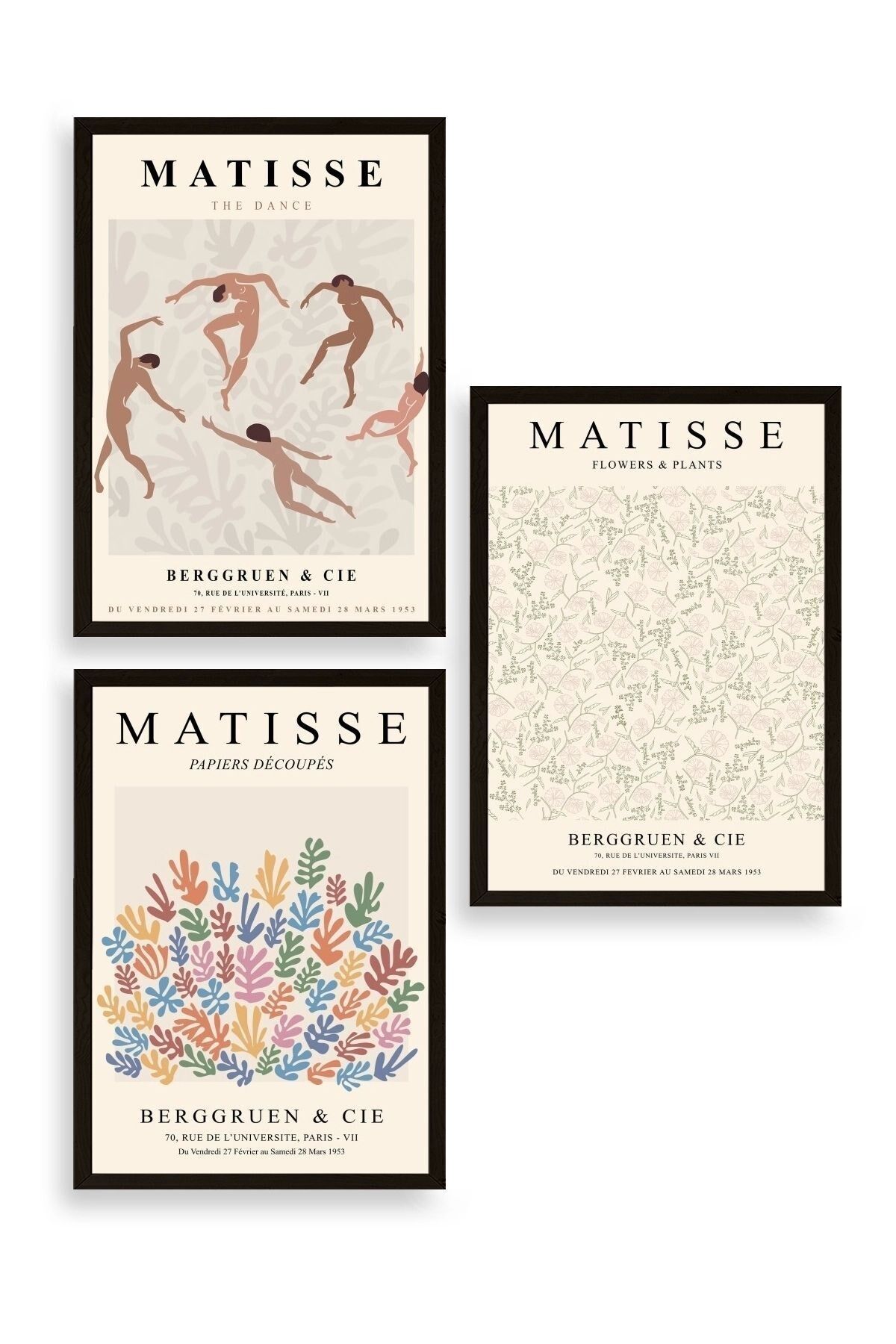 Matisse Üçlü Ahşap Çerçeveli Tablo 40 x 60