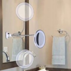 BUFFER® 360° Döner Esnek Makyaj Aynası – 10X Büyüteçli, Güçlü Vantuzlu Detay Görüntüleme Çok Açılı Makyaj & Cilt Bakım Aynası