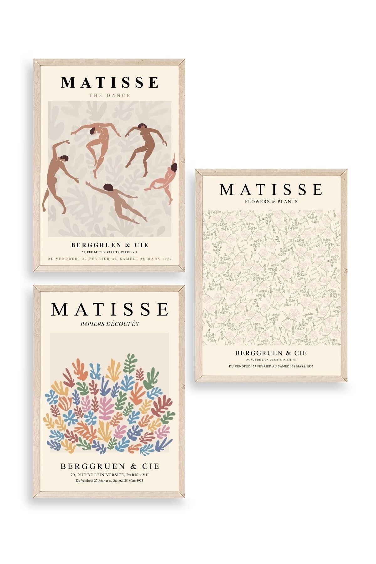 Matisse Üçlü Ahşap Çerçeveli Tablo 50 x 70