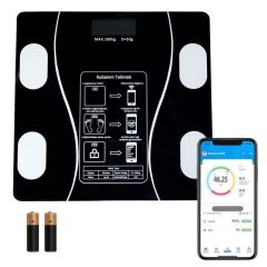 BUFFER® Dijital Baskül Yağ Ölçer Fonksiyonlu Akıllı Baskül Bluetooth Bağlantılı Tartı