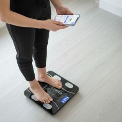 BUFFER® Dijital Baskül Yağ Ölçer Fonksiyonlu Akıllı Baskül Bluetooth Bağlantılı Tartı