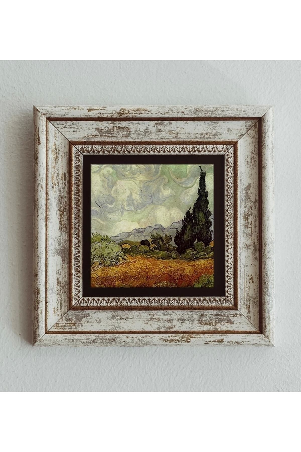 Van Gogh Çerçeveli Taş Tablo , Çerçeveli Taş Duvar Dekoru 20 cm