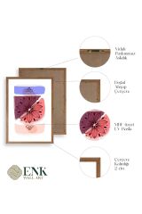 Çiçek Desenli Üçlü Ahşap Çerçeveli Tablo 50 x 70