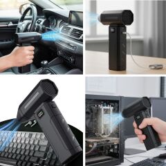 BUFFER® USB Şarjlı Güçlü Hava Üflemeli Toz Temizleyici Araç İçi, Klavye, PC ve Elektronik Cihaz Temizlik Cihazı X8 Jetfan