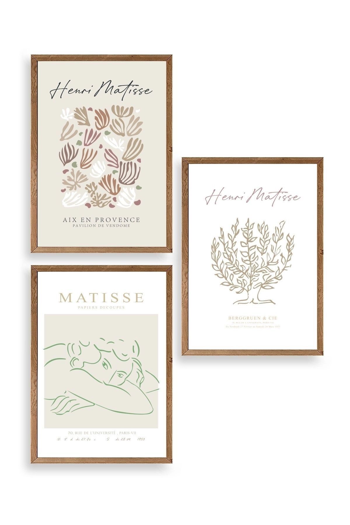 Matisse Üçlü Ahşap Çerçeveli Tablo 30 x 40