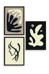 Soyut Üçlü Ahşap Çerçeveli Tablo 40 x 60