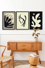 Soyut Üçlü Ahşap Çerçeveli Tablo 50 x 70