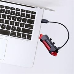 BUFFER® Usb Şarj Edilebilir Parlak Bisiklet Led Lamba Su Geçirmez Güvenlik Uyarı Arka Lamba Işığı