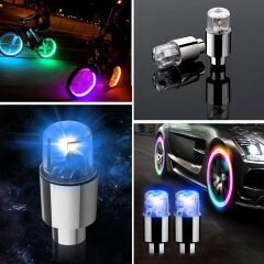BUFFER® Araç ve Bisiklet İçin 2’li Mavi LED Hava Valfi Işık Kapakları–Gece Parlayan Lastik Lambası Sibop Kapağı