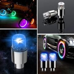 BUFFER® Araç ve Bisiklet İçin 2’li Mavi LED Hava Valfi Işık Kapakları–Gece Parlayan Lastik Lambası Sibop Kapağı
